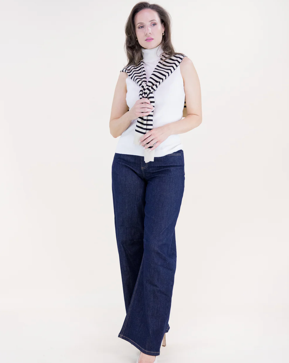 Striped Mock Sweater Shawl