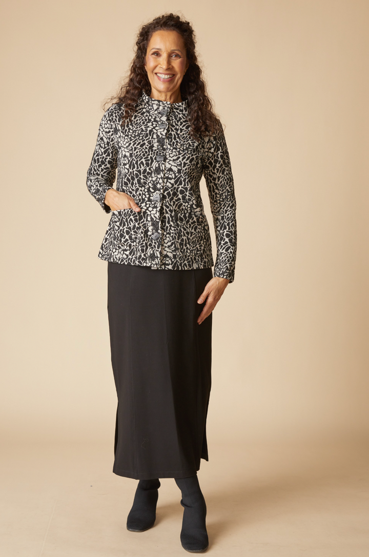 Spot On Cropped Jacket in Dove - fabric and fit detail close-up