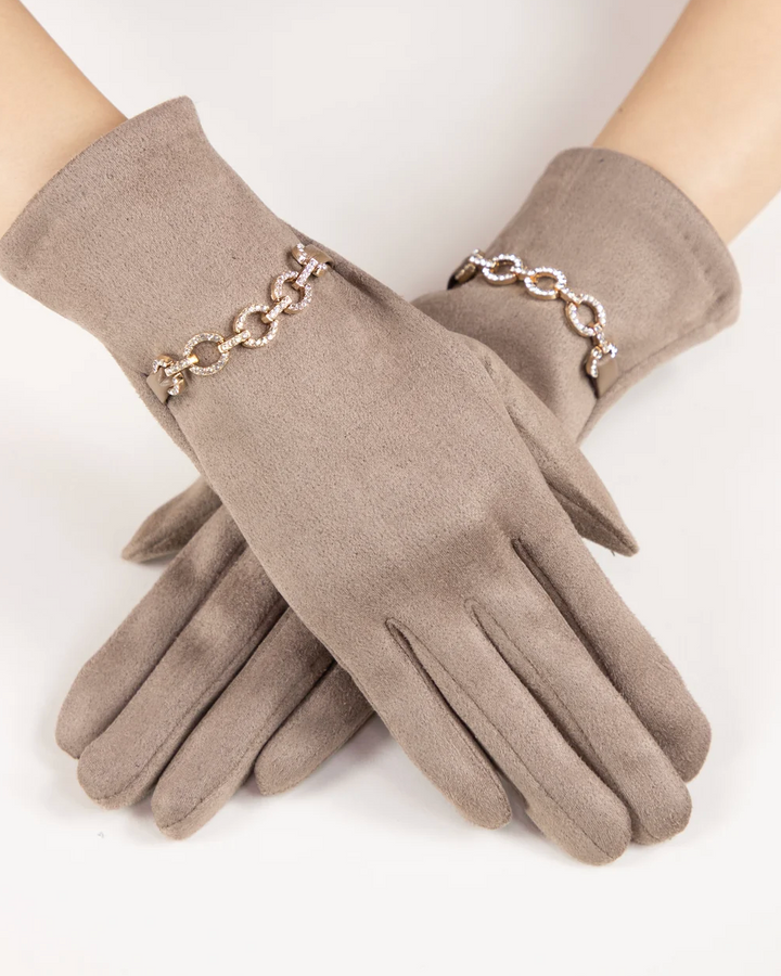 Gilded Chain Gloves in camel by Original, front view