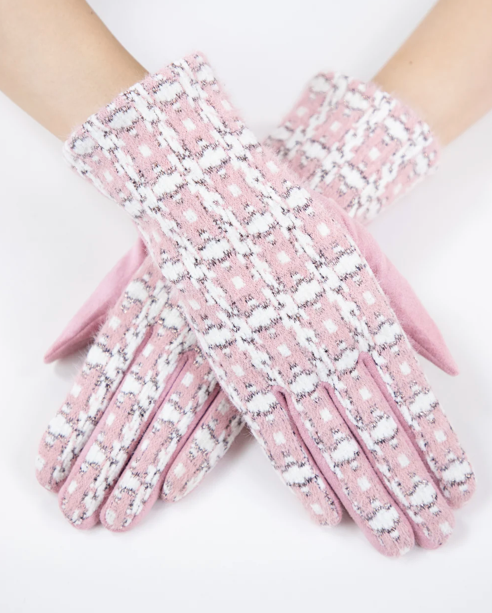 Tweed & Tinsel Gloves in dusty rose by Original, front view