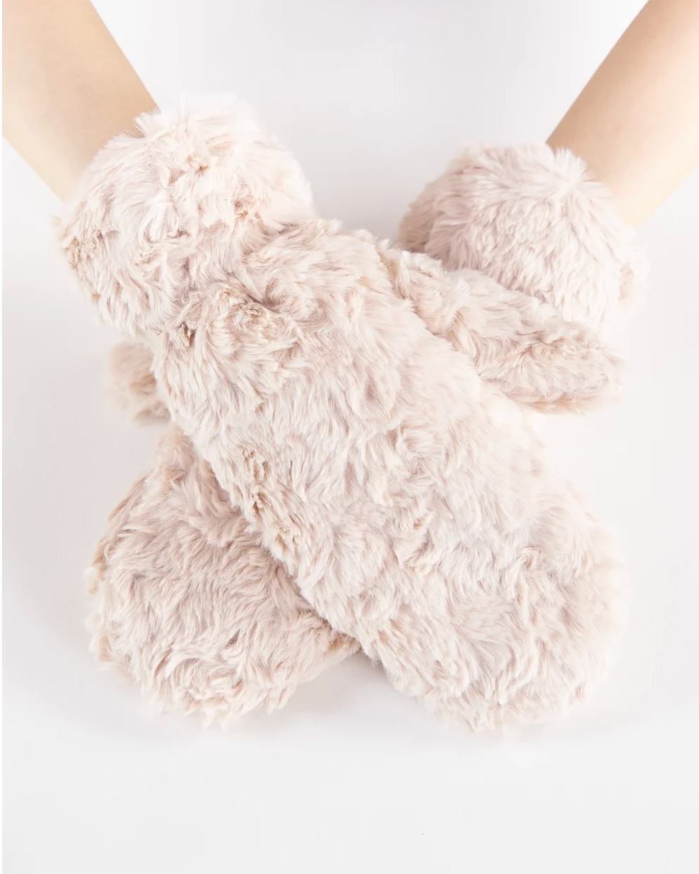 Minky Swirl Faux Fur Mittens in dusty rose by Original, front view