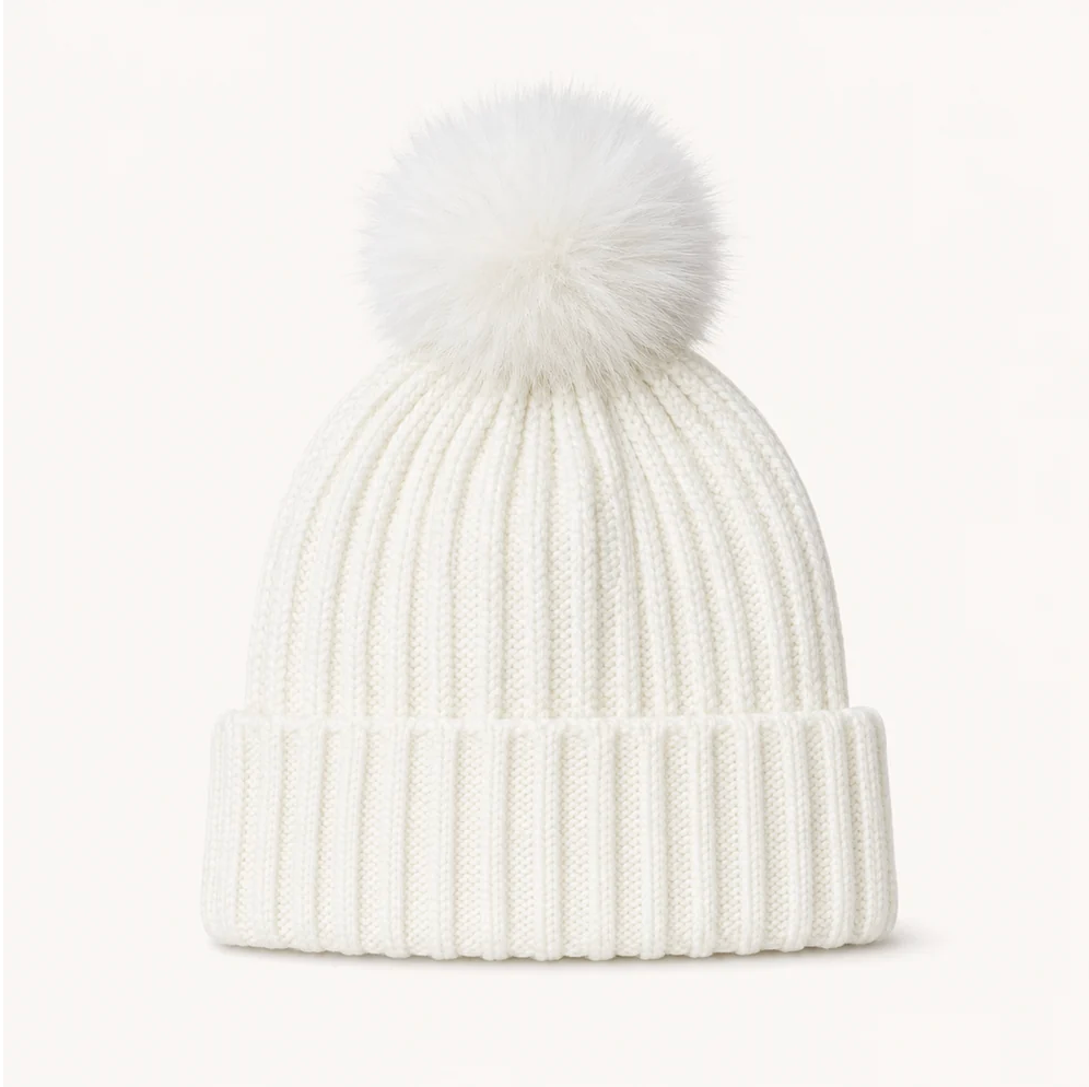 Frosty Pom Pom Hat in white by Original, front view