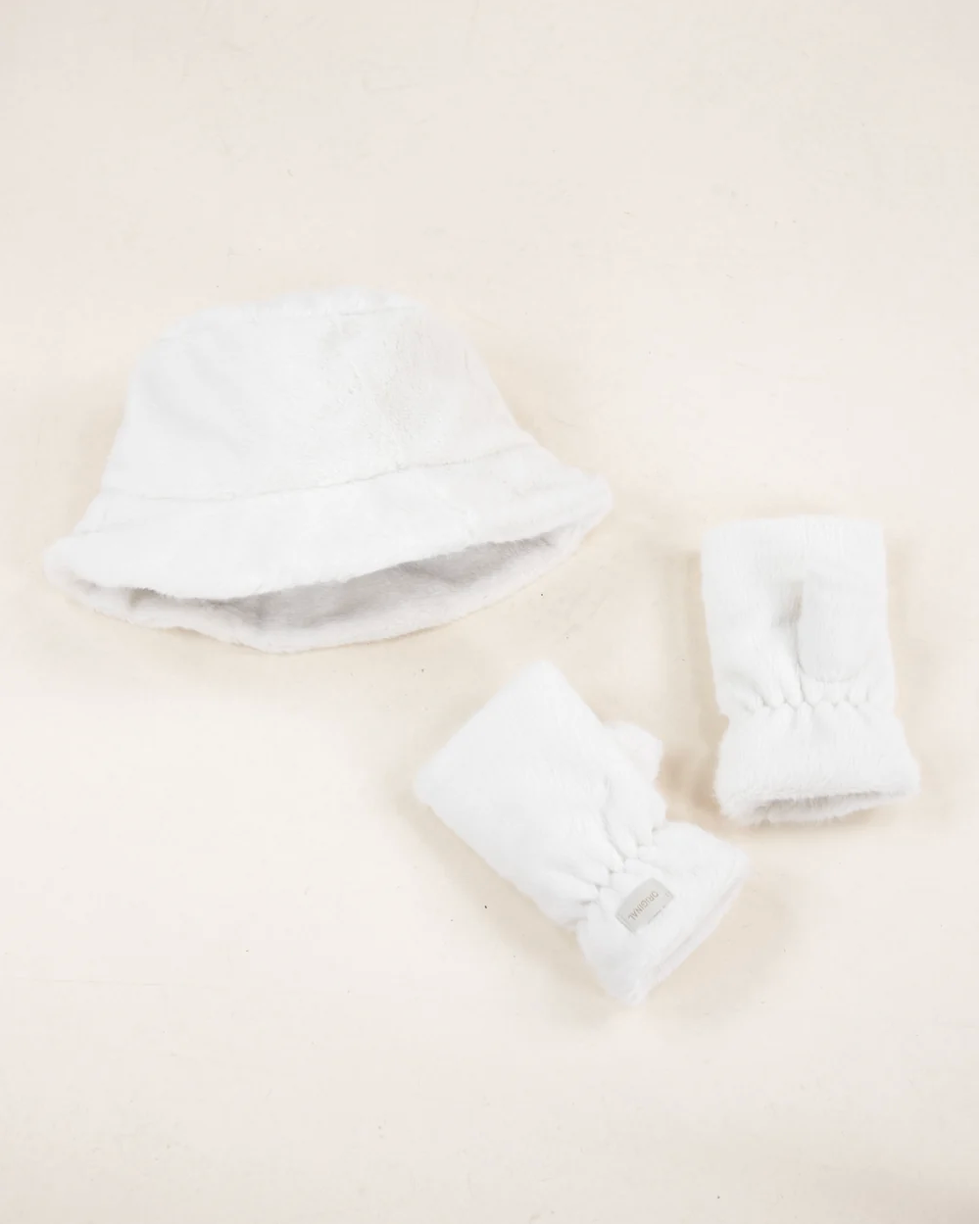 Teddy Fleece Bucket Hat in white by Original, front view