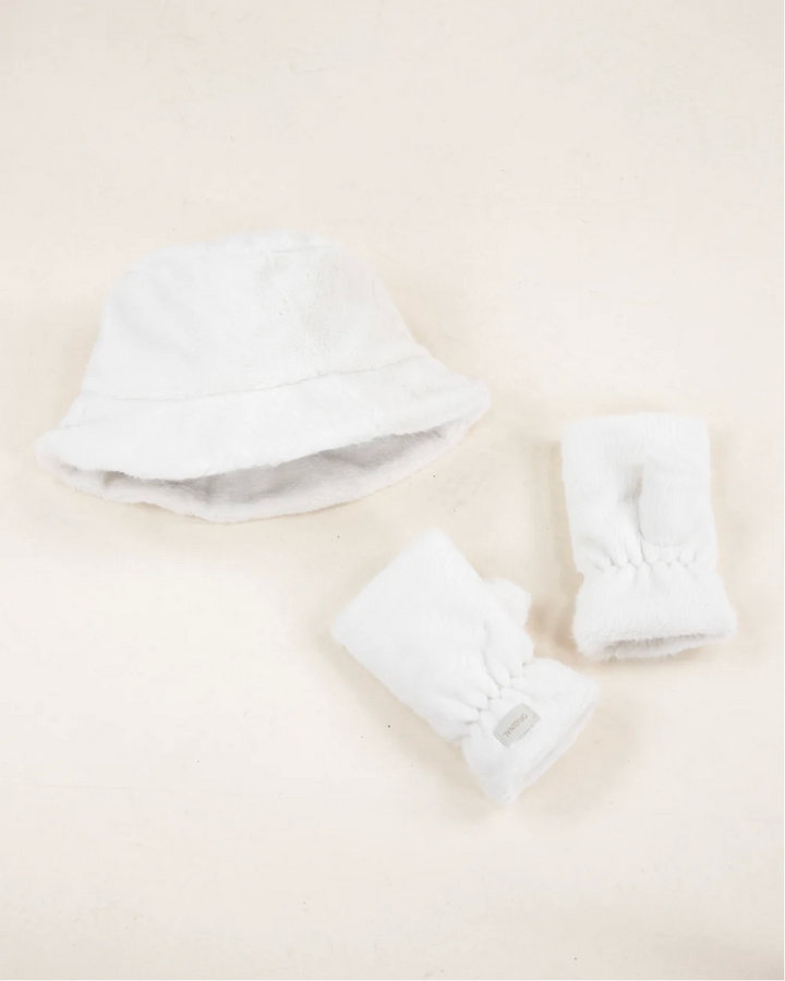 Teddy Fleece Bucket Hat in white by Original, front view