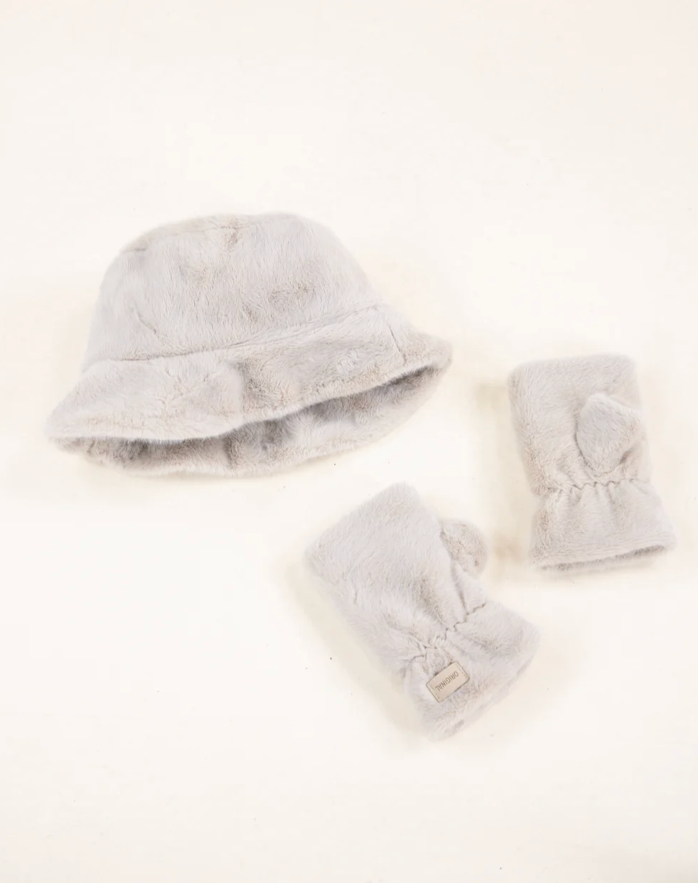 Teddy Fleece Bucket Hat in beige by Original, front view