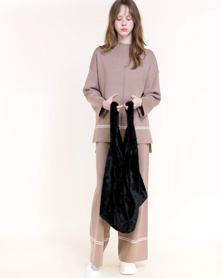 Teddy Faux Fur Tote in mocha by Original, alternate view
