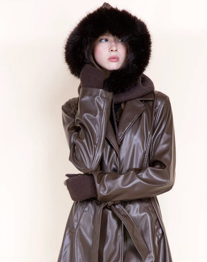 Faux Fur Trim Hood Scarf in black by Original, alternate view