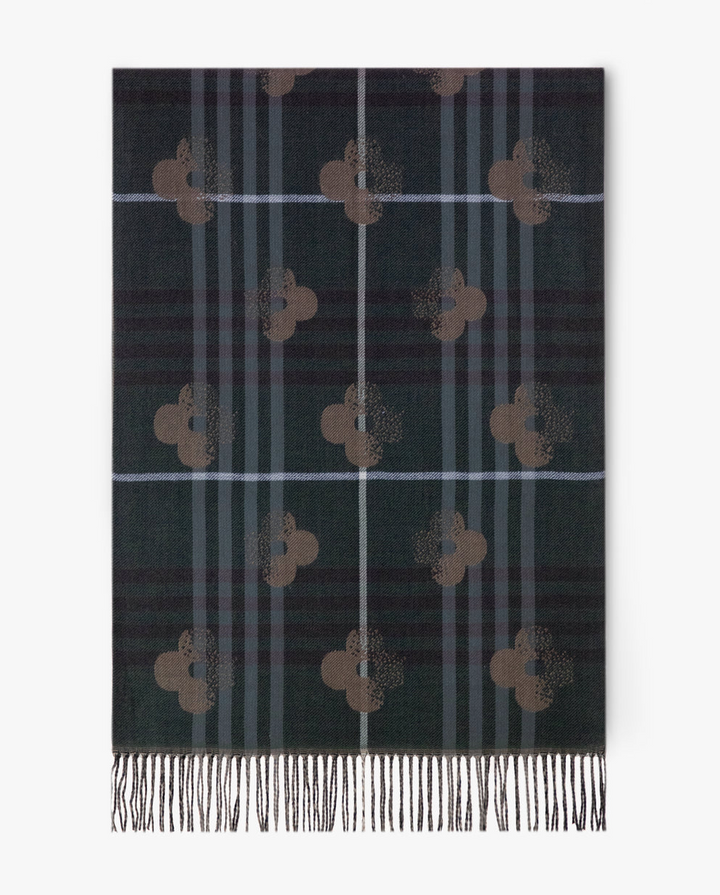 Lucky Clover Plaid Scarf in olive by Original, front view