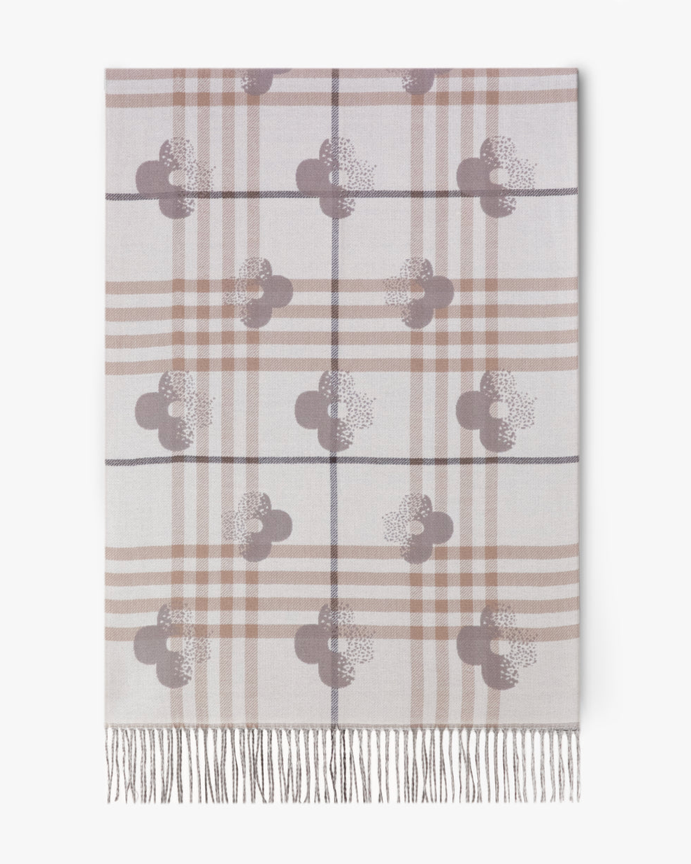 Lucky Clover Plaid Scarf in beige by Original, front view