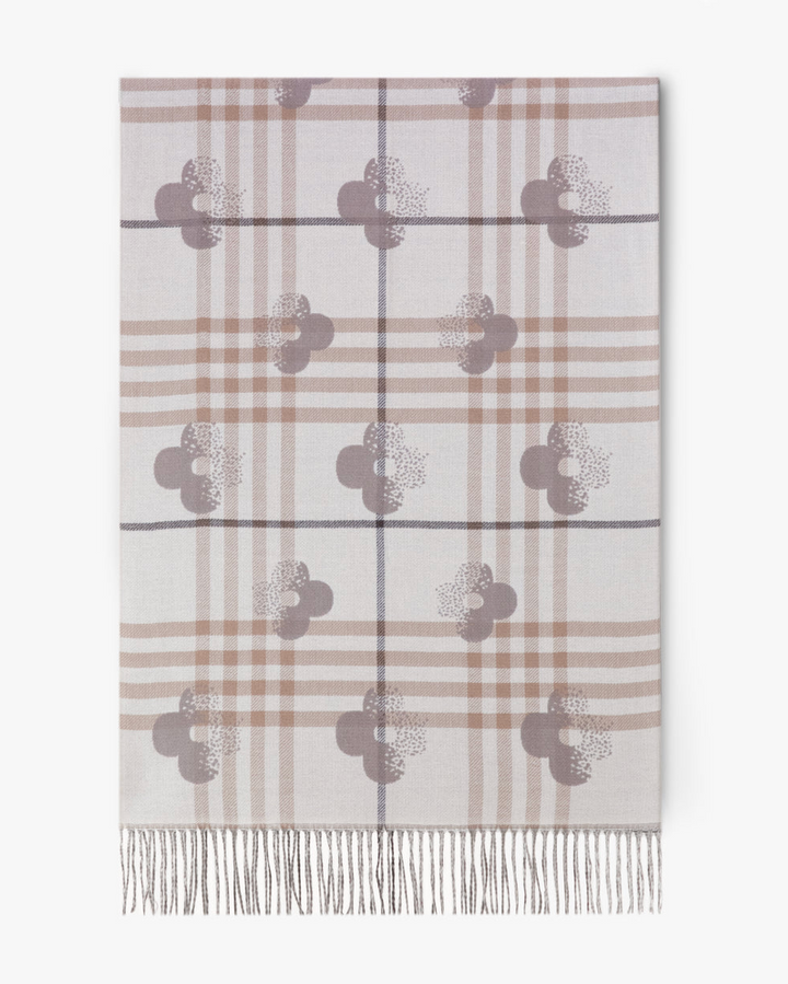 Lucky Clover Plaid Scarf in beige by Original, front view