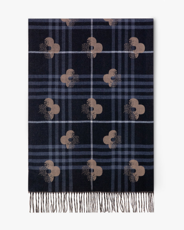 Lucky Clover Plaid Scarf in black by Original, front view