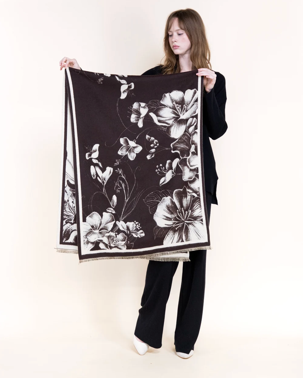 Winter Blooms Tonal Scarf in burgundy by Original, alternate view