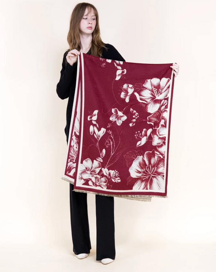Winter Blooms Tonal Scarf in burgundy by Original, alternate view
