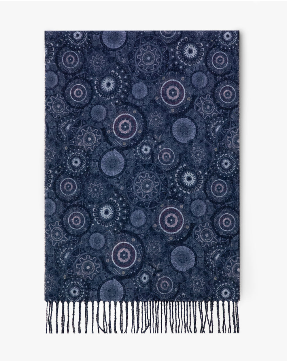 Medallion Bloom Fringe Scarf in black by Original, front view