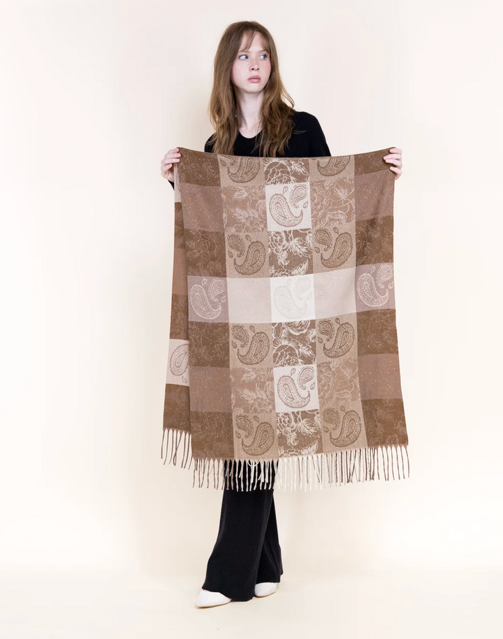 Golden Hour Paisley Fringe Scarf in copper by Original, front view