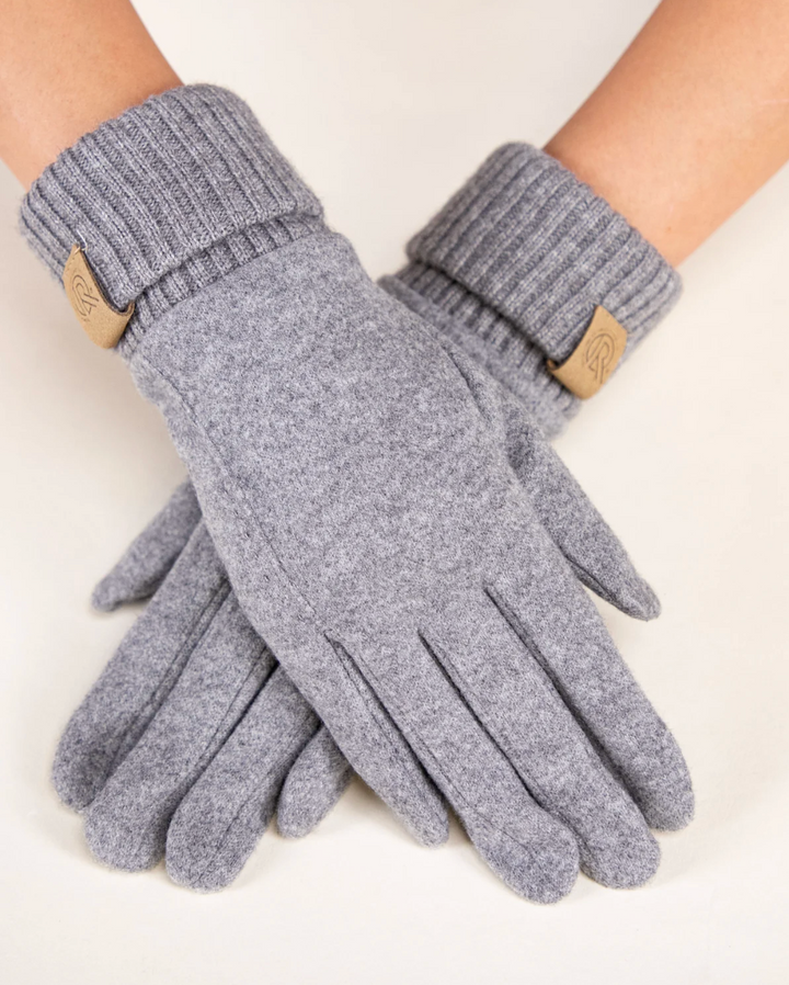 Frosty Ribbed Cuff Gloves in gray by Original, front view