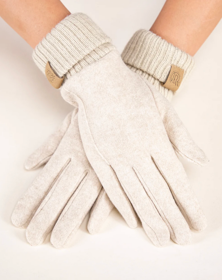 Frosty Ribbed Cuff Gloves in beige by Original, front view