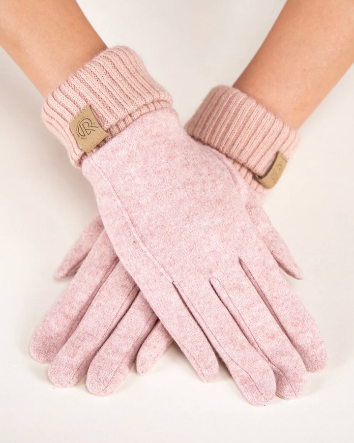 Frosty Ribbed Cuff Gloves in pink by Original, front view