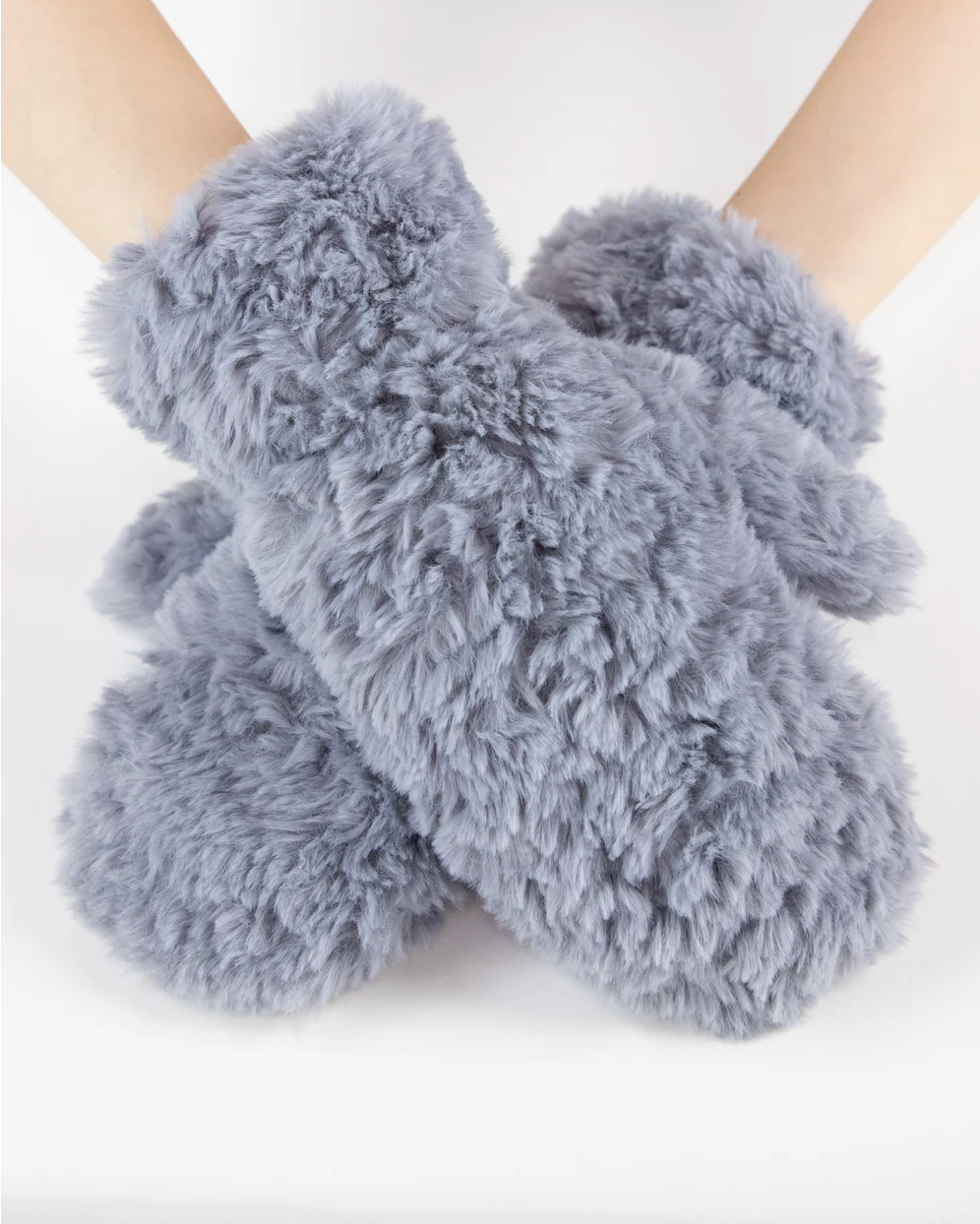 Polar Plush Mittens in gray by Original, front view