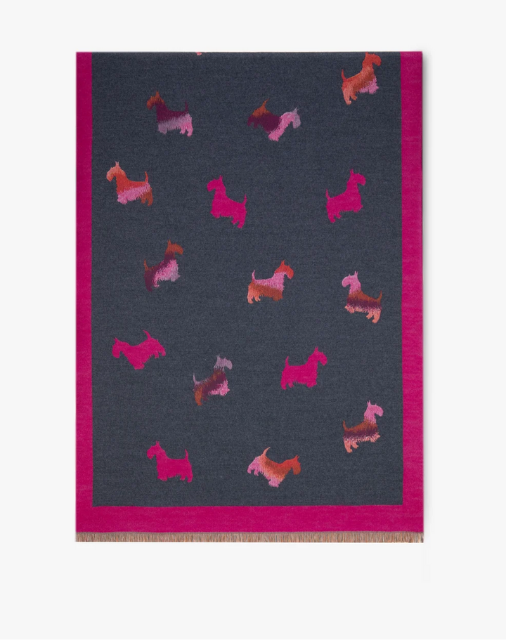 Best in Show Dog Print Scarf in fuchsia by Original, front view