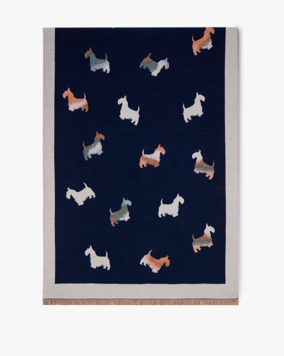 Best in Show Dog Print Scarf in navy by Original, front view