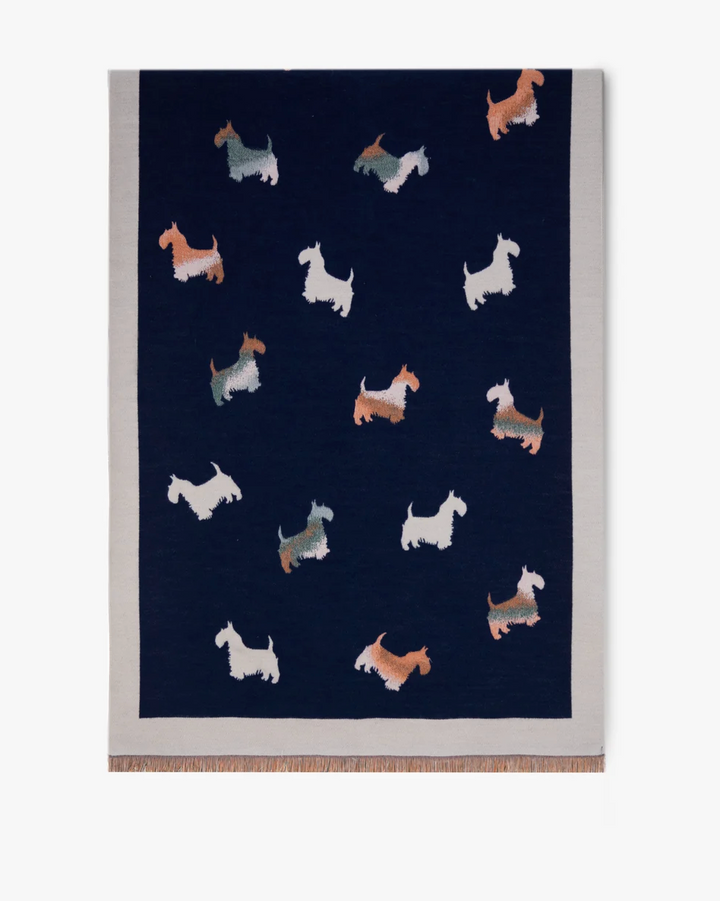 Best in Show Dog Print Scarf in navy by Original, front view
