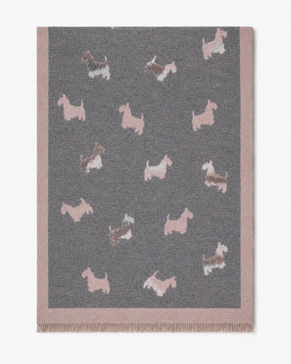Best in Show Dog Print Scarf in gray and pink by Original, front view