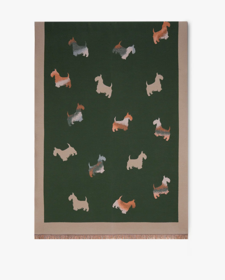 Best in Show Dog Print Scarf in olive by Original, front view
