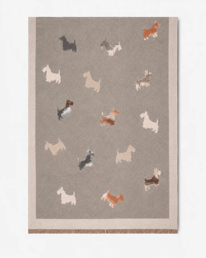 Best in Show Dog Print Scarf in beige by Original, front view