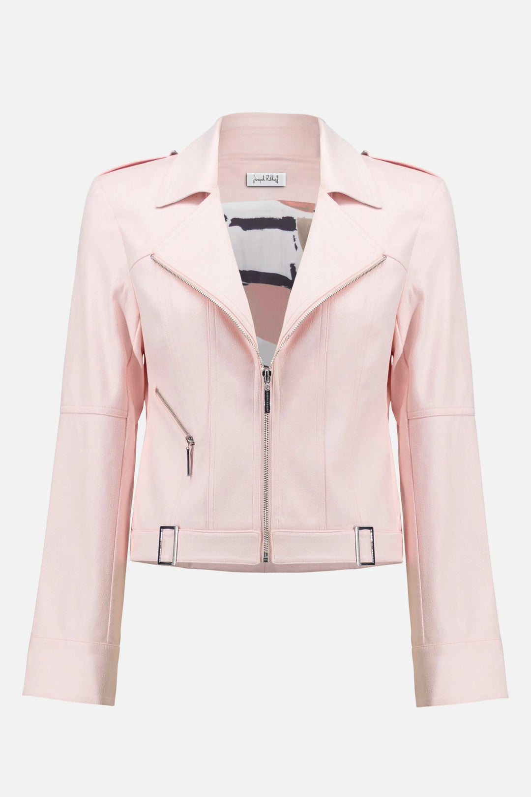 Pink leather jacket on a white background
