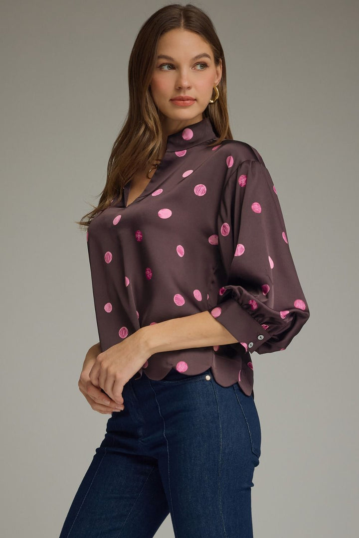 Plum Martini Polka Dot Top