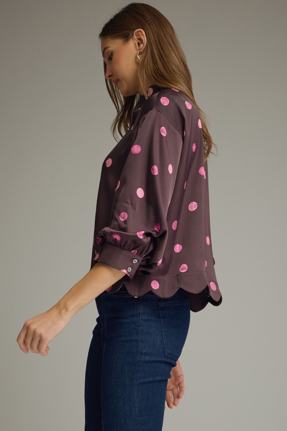 Plum Martini Polka Dot Top