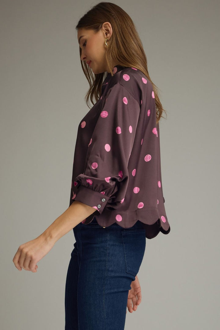 Plum Martini Polka Dot Top