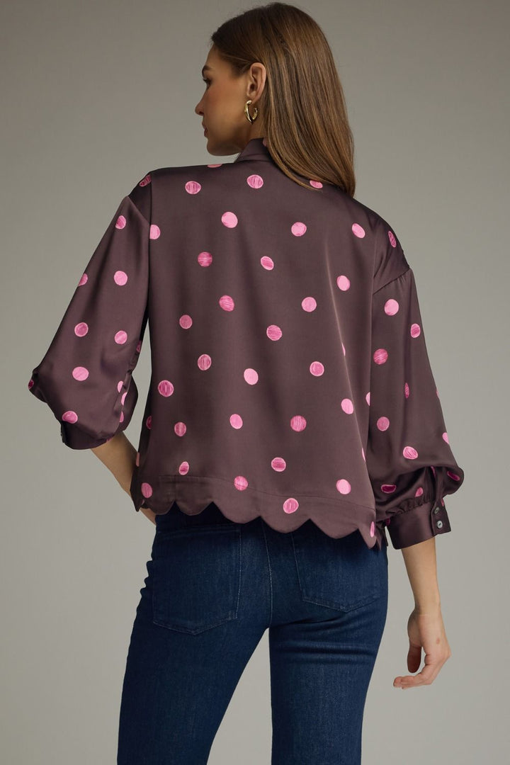 Plum Martini Polka Dot Top