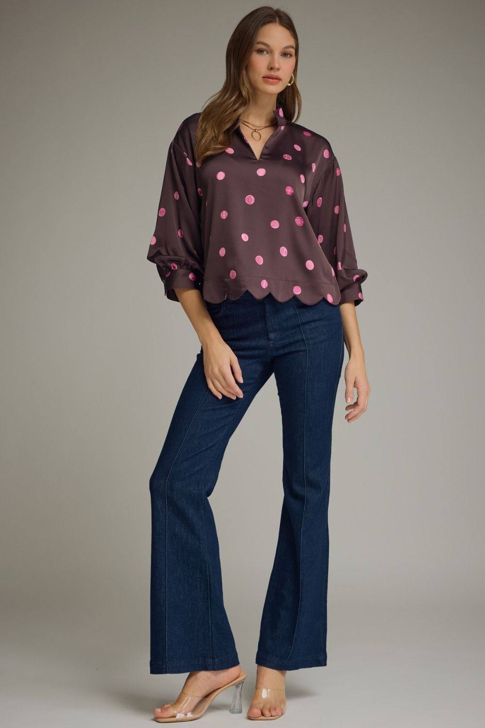Plum Martini Polka Dot Top