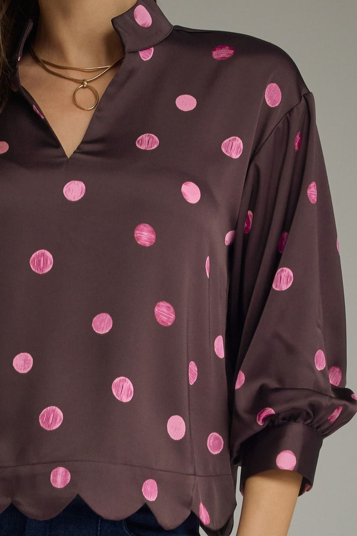 Plum Martini Polka Dot Top