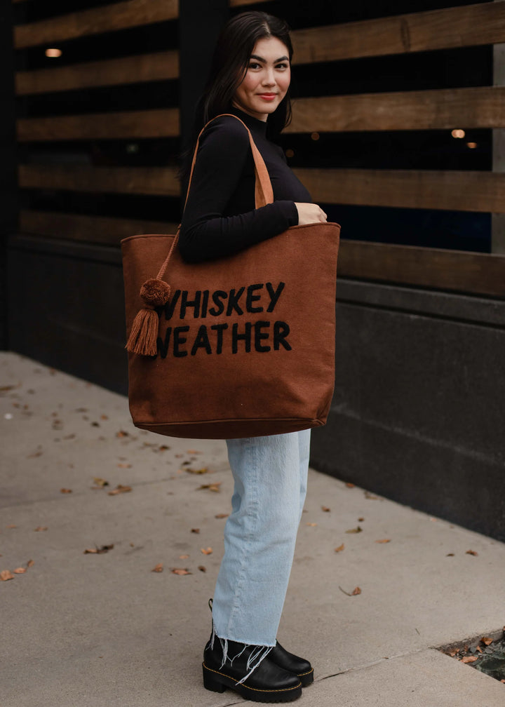 Whiskey Weather Tote Bag, Brown