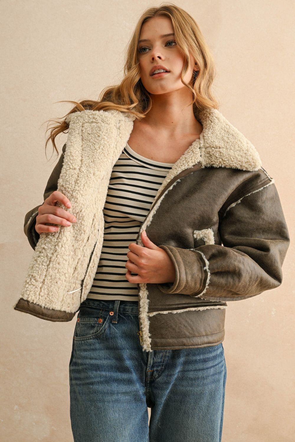 Harper Sherpa Suede Jacket