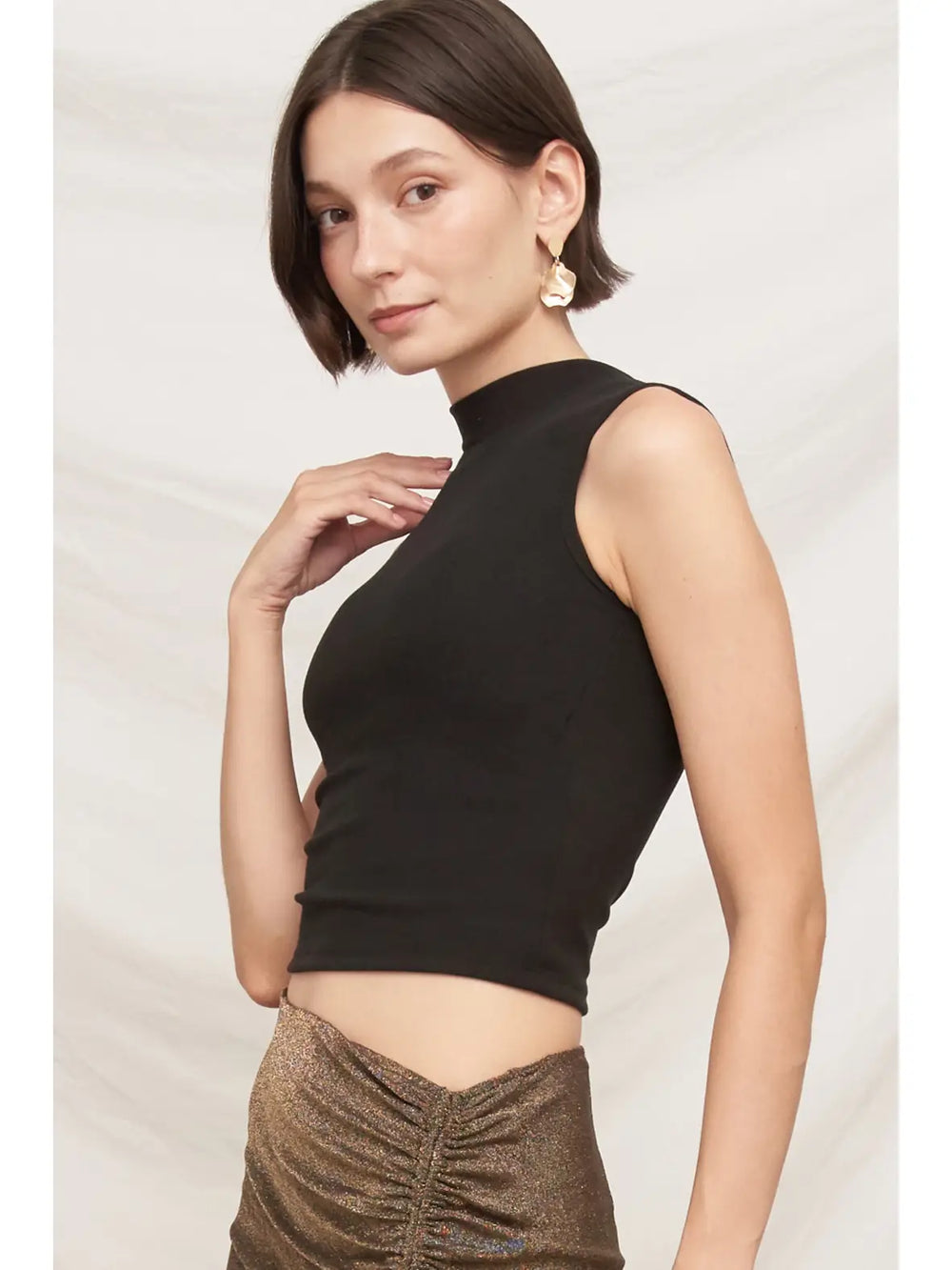 Gigi Mock Neck Bra Top by En Creme, view 2