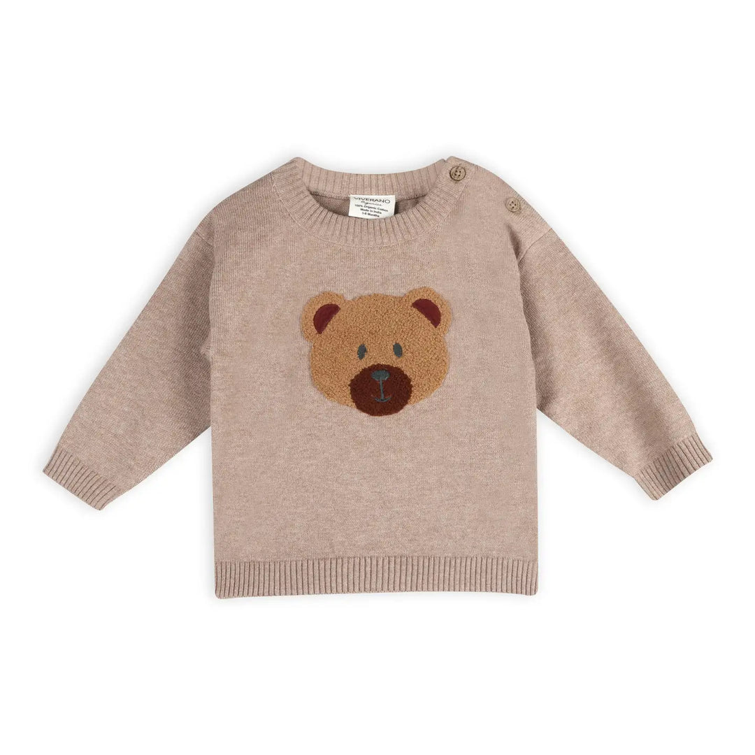 Fuzzy Bear Baby Sweater &amp; Pant Set