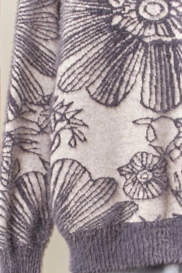 Florals in Grey Sweater, Final Sale