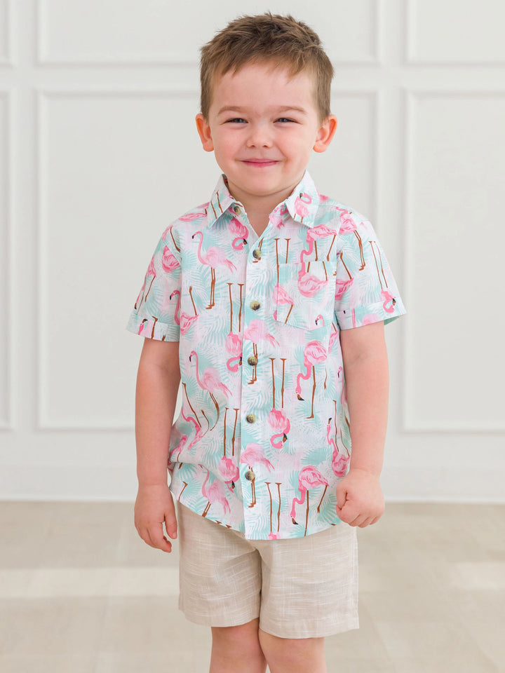 Flamingo Boys Button Down Shirt
