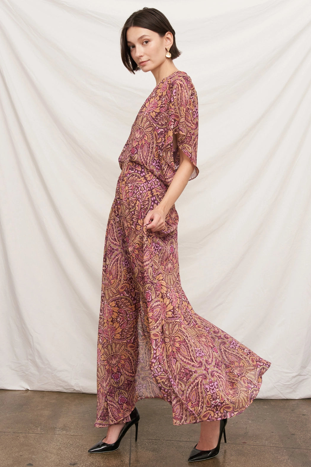 Marisol Paisley Maxi Dress in Purple Multi, view 6