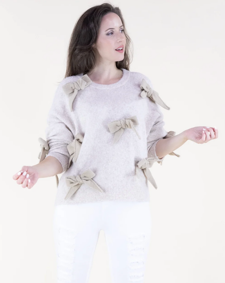 Bella Bow Cropped Sweater in gray by Original