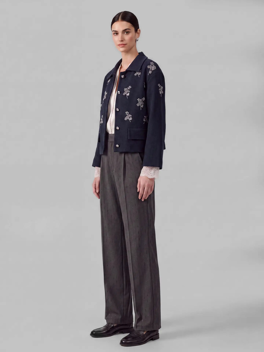 Fleurette Embellished Cropped Cardigan
