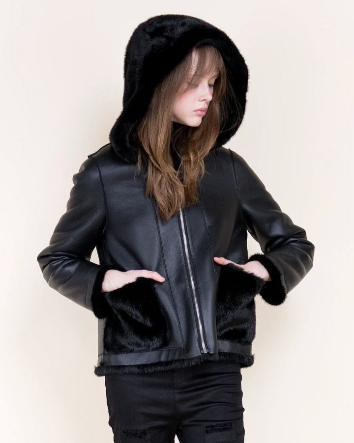 Black Diamond Reversible Moto Jacket in black by Original