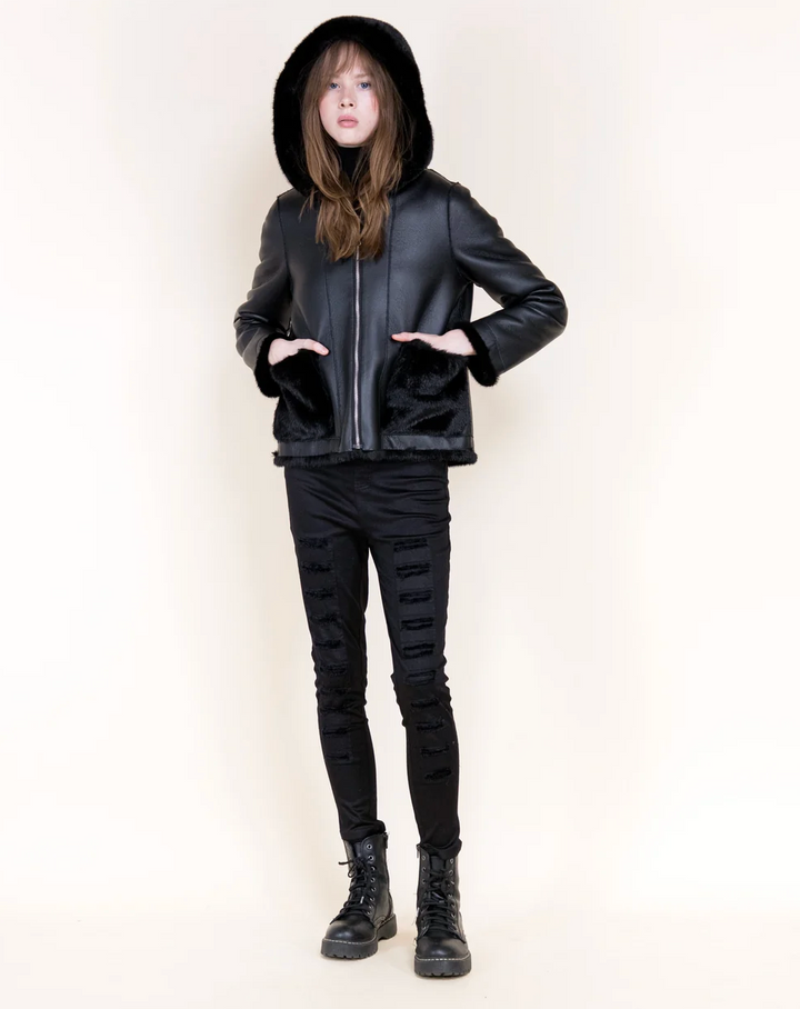 Black reversible moto jacket from Original at Just Girls Boutique