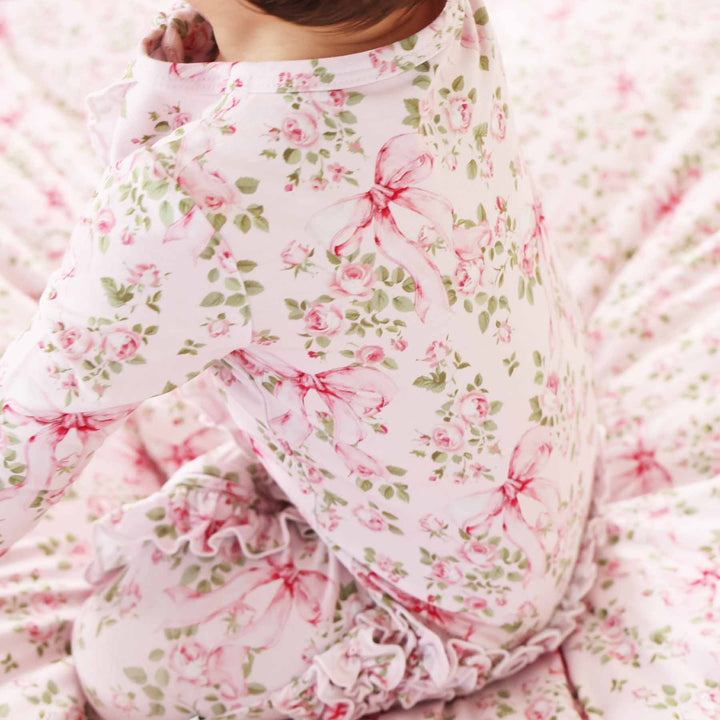 Bows in Bloom Ruffle Zipper Footie