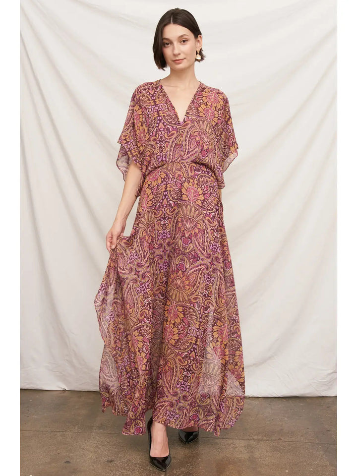 Marisol Paisley Maxi Dress in Purple Multi, view 5