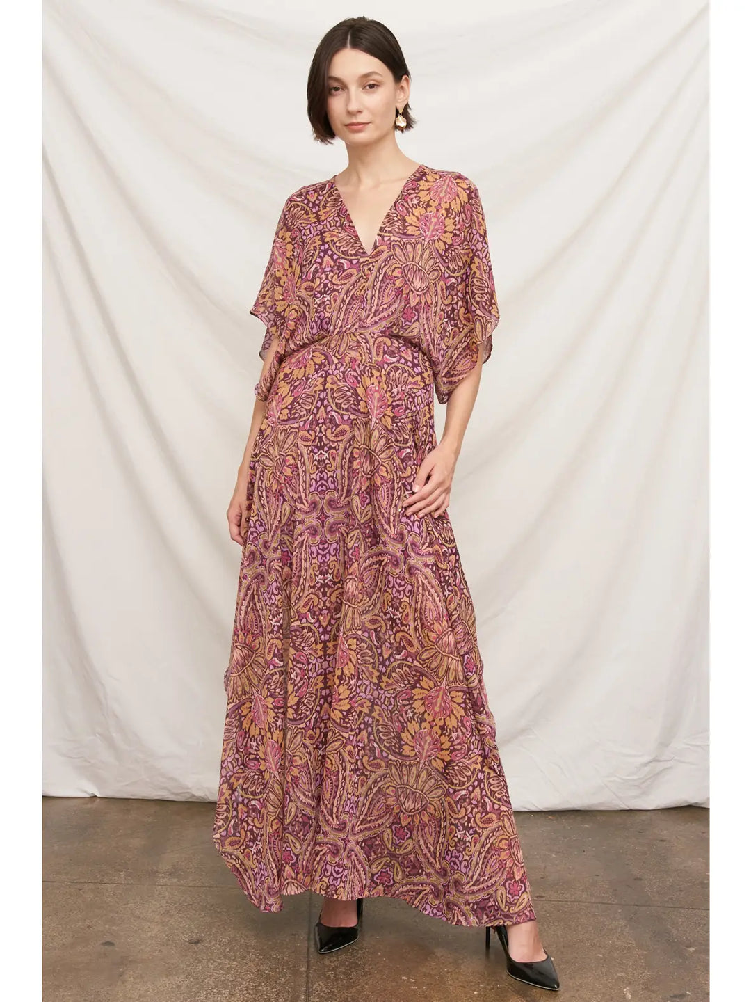 Marisol Paisley Maxi Dress in Purple Multi, view 3
